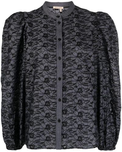 Stella Nova Anglaise-broderie Cotton Shirt - Black