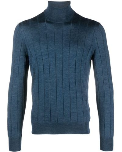 Barba Napoli Ribbed-knit Slim-cut Sweater - Blue