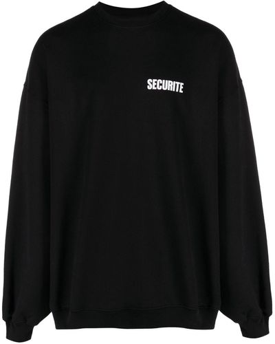 Vetements Securite スウェットシャツ - ブラック