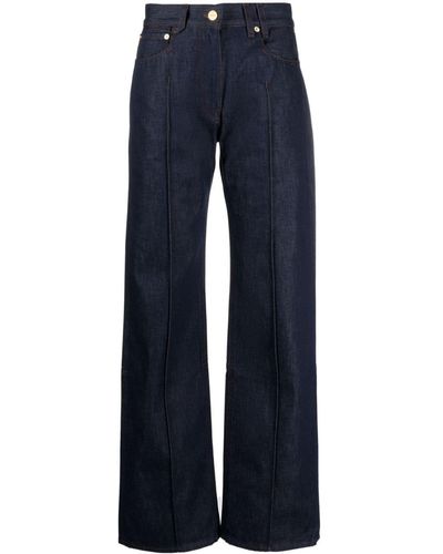 Jacquemus Logo-embroidered Wide-leg Jeans - Blue