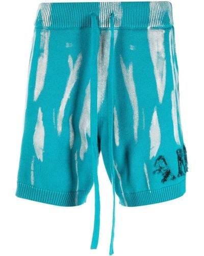 Amiri Logo-embroidered Knitted Shorts - Blue