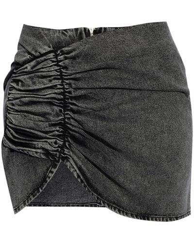 The Mannei Wishaw Ruched Denim Miniskirt - Black