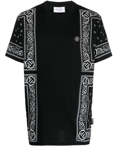 Philipp Plein T-shirt con stampa paisley - Nero