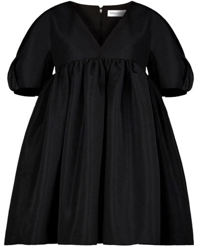 Nina Ricci Fully-pleated V-neck Dress - Black