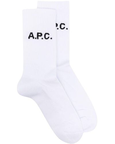 A.P.C. Sky H Logo Socks - White