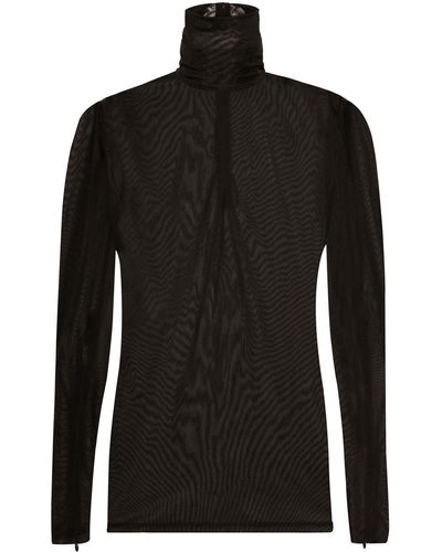 Dolce & Gabbana Sheer Jersey Roll-neck Top - Black