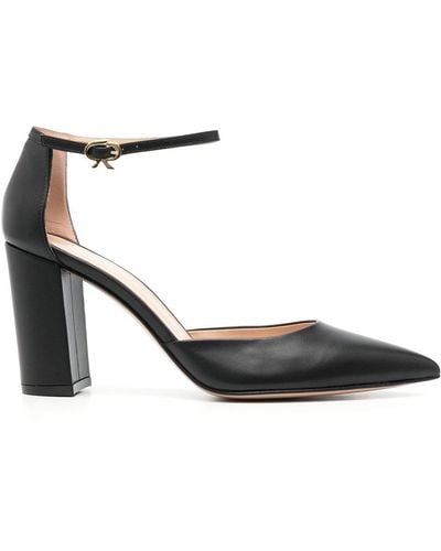 Gianvito Rossi Piper Anklet 100mm Leather Pumps - Black