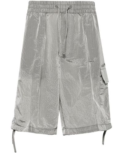 Emporio Armani Seersucker Lightweight Cargo Shorts - Gray