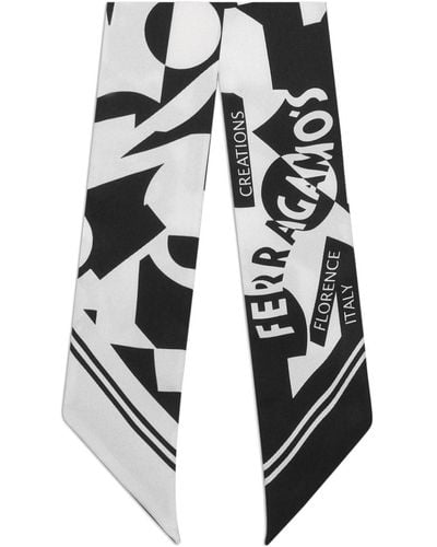 Ferragamo Logo-print silk scarf - Weiß