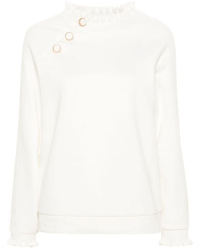 Claudie Pierlot Sweatshirt mit Rüschenkragen - Weiß