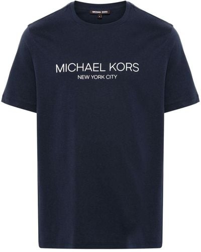 Michael Kors Logo-embossed Cotton T-shirt - Blue