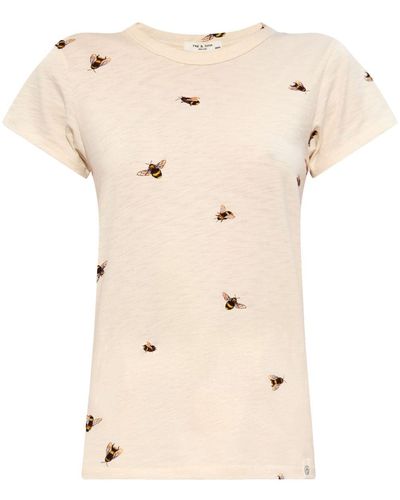 Rag & Bone Bumblebee-print Cotton T-shirt - Natural