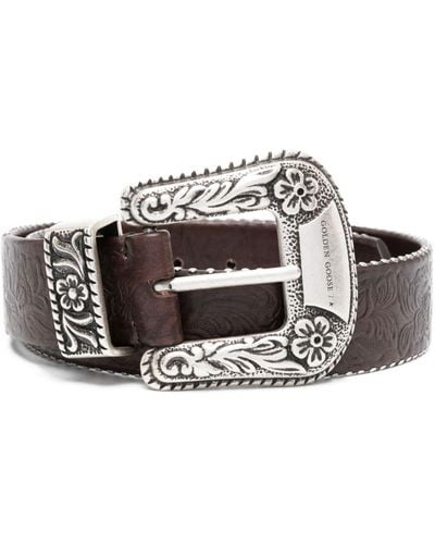 Golden Goose Decorated-buckle Leather Belt - Brown