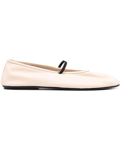 The Row Almond-toe Elasticated-strap Ballerina Flats - White