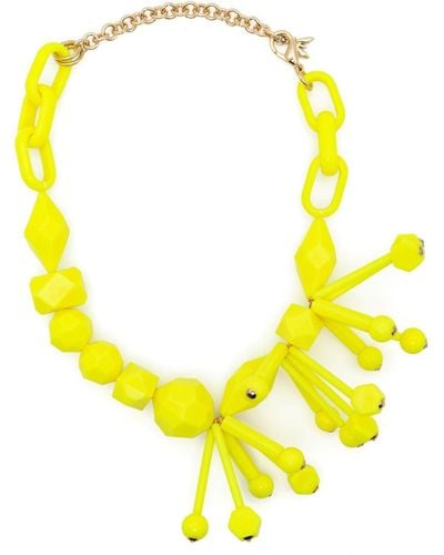 Patrizia Pepe Geometric-bead Chain Necklace - Yellow