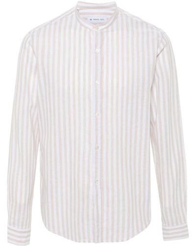 Manuel Ritz Striped Slub-texture Shirt - White