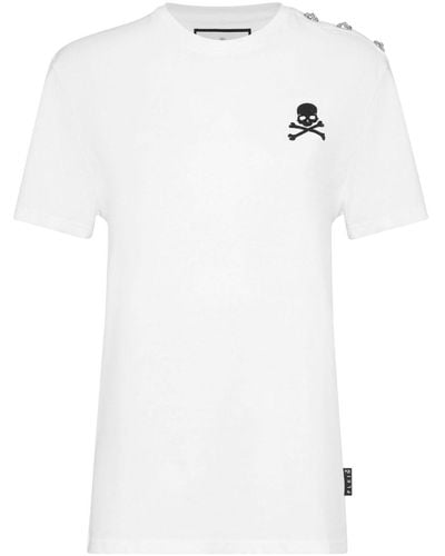 Philipp Plein T-Shirt mit Totenkopf - Weiß