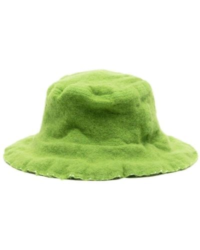 Comme des Garçons Distressed Wool-blend Bucket Hat - Green
