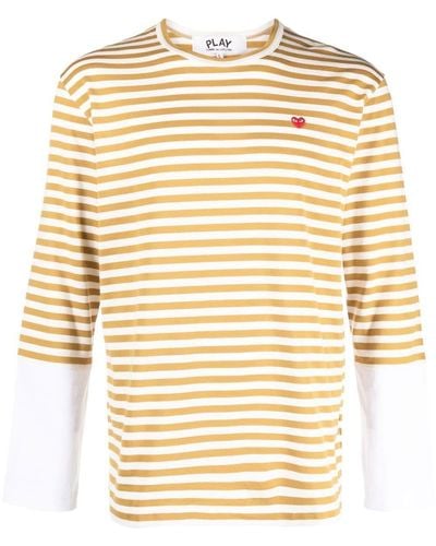 COMME DES GARÇONS PLAY Striped Long-sleeved T-shirt - Natural