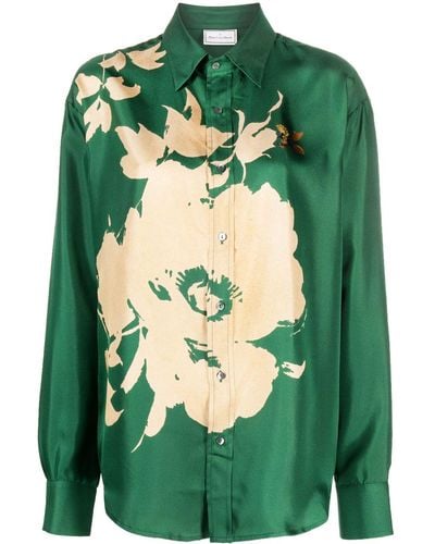 Pierre Louis Mascia Camisa Cialda con estampado floral - Verde