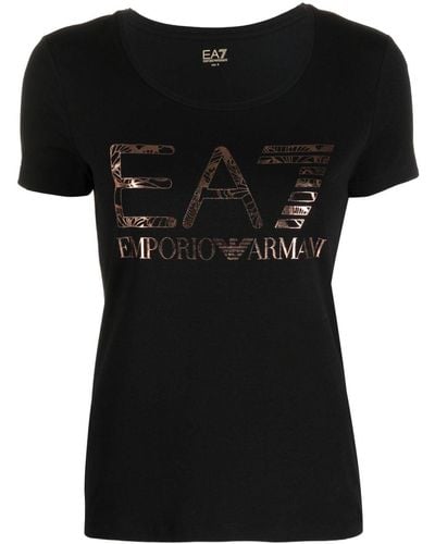 EA7 メタリック ロゴ Tシャツ - ブラック