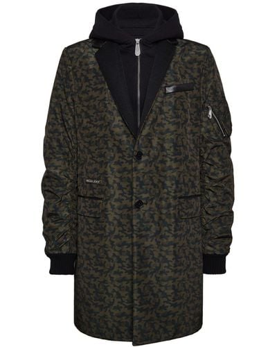 Philipp Plein Layered camouflage-pattern coat - Schwarz
