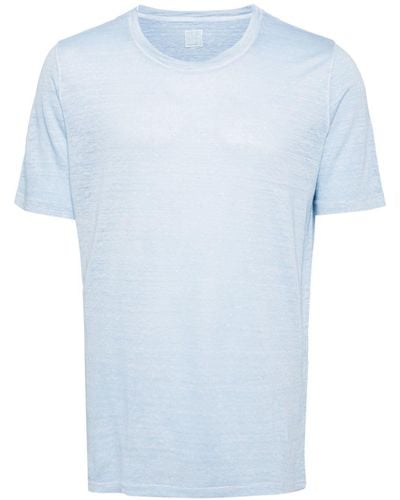 120% Lino Short-sleeved Linen T-shirt - Blue
