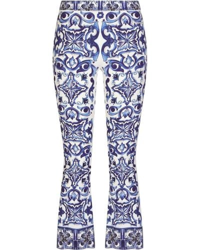 Dolce & Gabbana Majolica Print Trousers - Blue