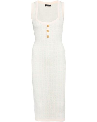 Elisabetta Franchi Logo-jacquard Sleeveless Midi Dress - White
