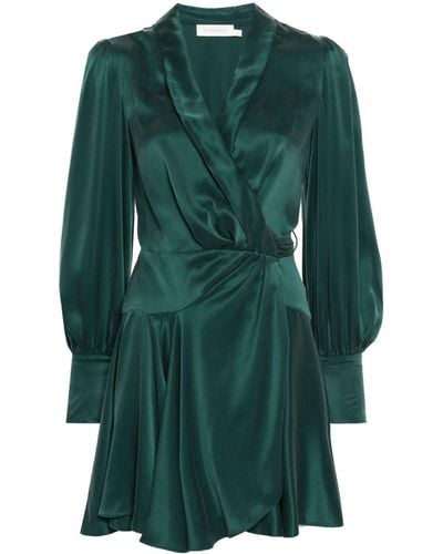 Zimmermann Wrap-design Silk Mini Dress - Green