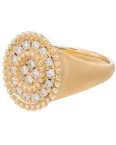 KIMAI 18kt Yellow Gold Pavé Diamond Signet Ring - White