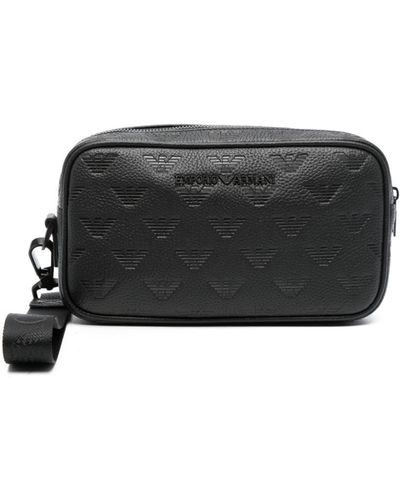 Emporio Armani Trousse de toilette à logo embossé - Noir