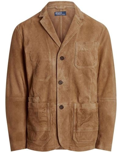 Polo Ralph Lauren Single-breasted Leather Blazer - Brown