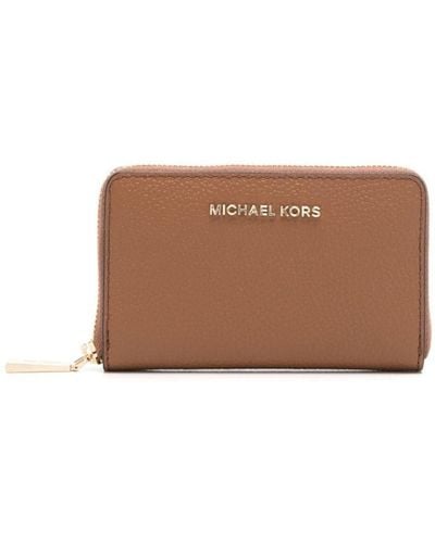 MICHAEL Michael Kors Porte-cartes en cuir à fermeture zippée - Marron