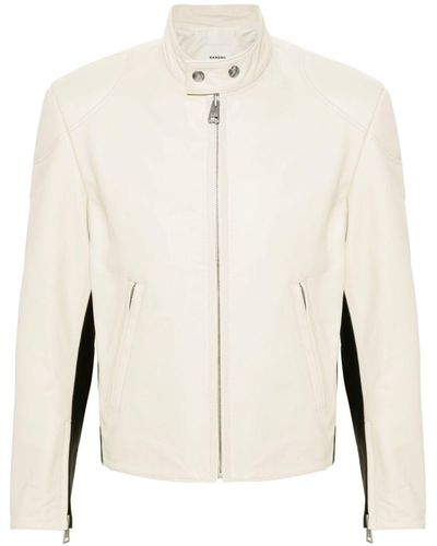 Sandro Leather Biker Jacket - Natural