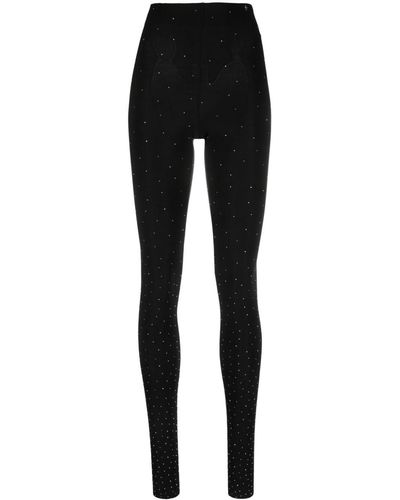Nissa Rhinestone-embellished High-waist leggings - Black