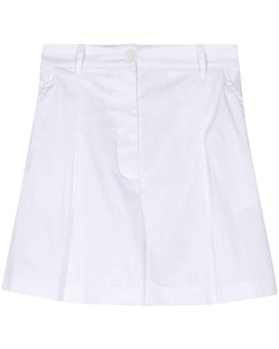 Patrizia Pepe Short en popeline Oba à taille haute - Blanc