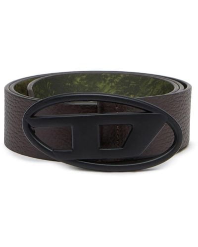 DIESEL 1dr Logo-buckle Leather Belt - Black