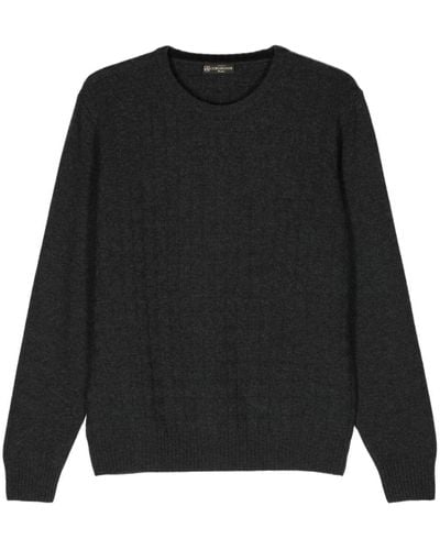 Corneliani Jacquard-knit Wool-blend Sweater - Black