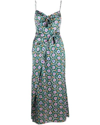 Saloni Vestido midi con estampado floral - Azul