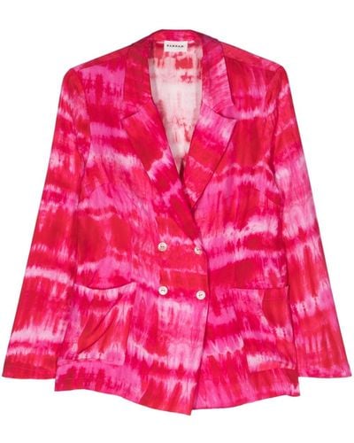 P.A.R.O.S.H. Tie-dye Double-breasted Blazer - Pink