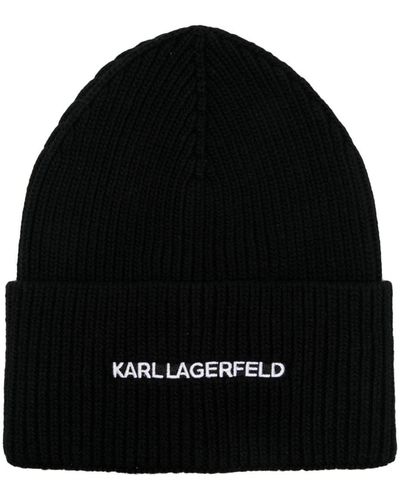 Karl Lagerfeld リブニット ビーニー - ブラック