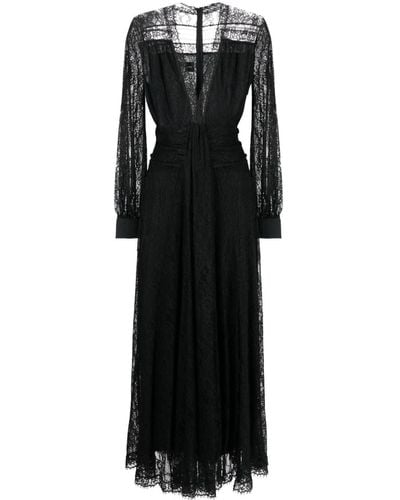 Pinko Chantilly-lace V-neck Maxi Dress - Black