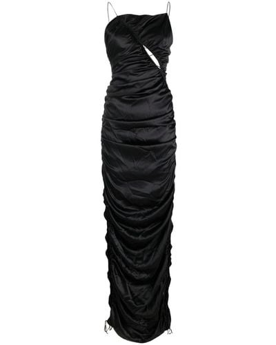 Del Core Draped Silk Maxi Dress - Black