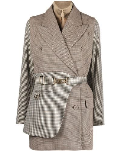 Fendi Houndstooth Double-breasted Blazer - Gray