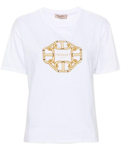 Twin Set Camiseta con logo estampado - Blanco