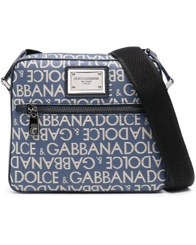 Dolce & Gabbana Kuriertasche mit Jacquard-Logo - Blau