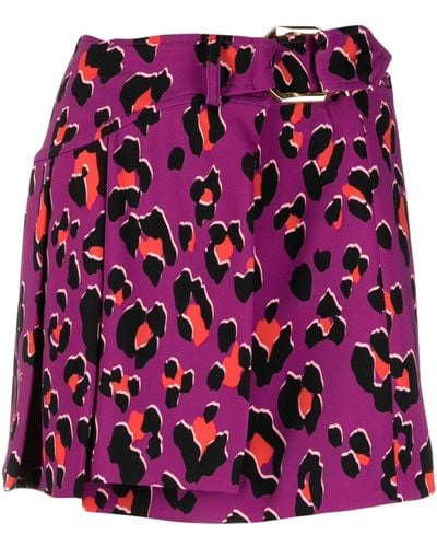 Pinko Garo Leopard-print Pleated Miniskirt - Purple