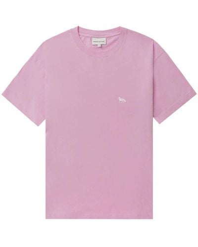 Maison Kitsuné T-Shirt mit Logo-Applikation - Pink