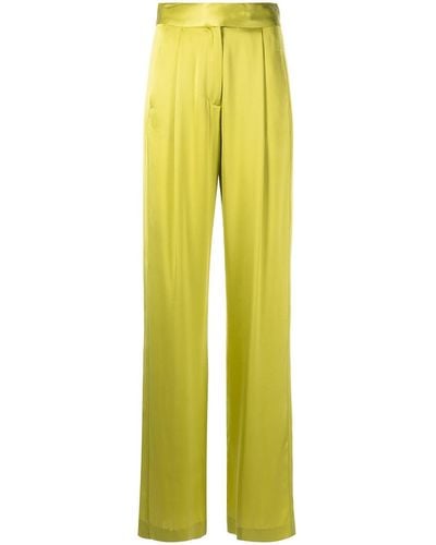 Michelle Mason Wide-leg Silk Satin Pants - Green